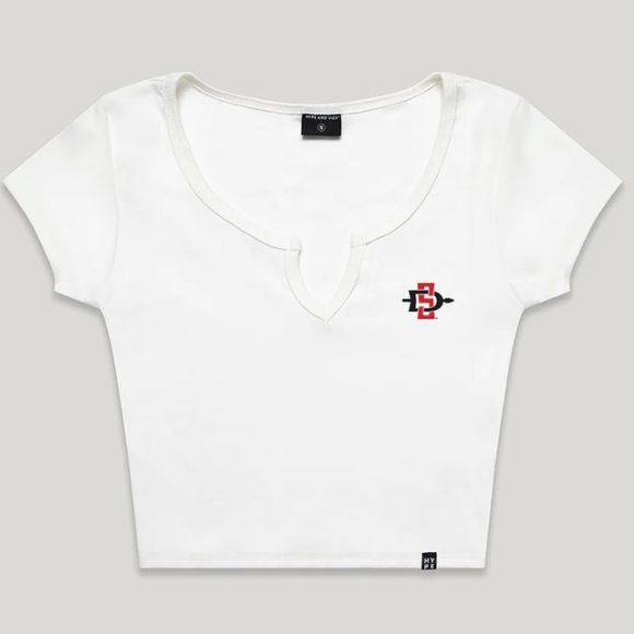 Hype And Vice Cali Tee White Cropped SDSU San Diego State Aztecs NWT Size M - Picture 1 of 13